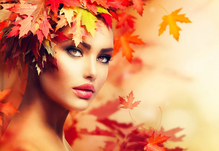 Autumn Woman Portrait. Beauty Fashion Model Girl